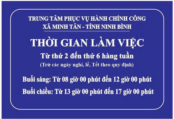 Thông báo thời gian làm việc của Trung tâm phục vụ hành chính công